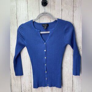 Cable & Gauge Royal Blue Ribbed Cardigan size Large